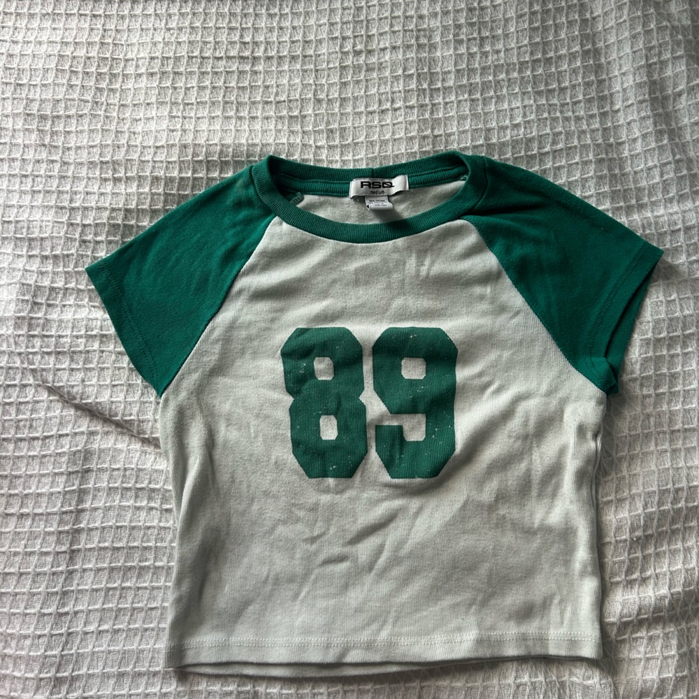 Green and White Number 89 T-Shirt